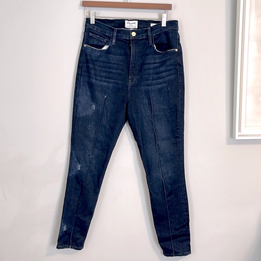 Frame denim Ali high-rise dark blue cigarette jeans